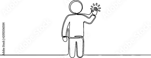 Billede på lærred Person waving hand in continuous line art style