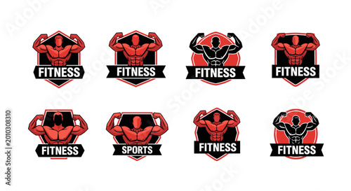 A powerful red muscular silhouette embodying strength and determination, perfect for gym branding and sports marketing.