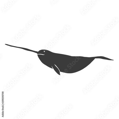 Εκτύπωση καμβά Narwhal flipper tail tusk silhouette