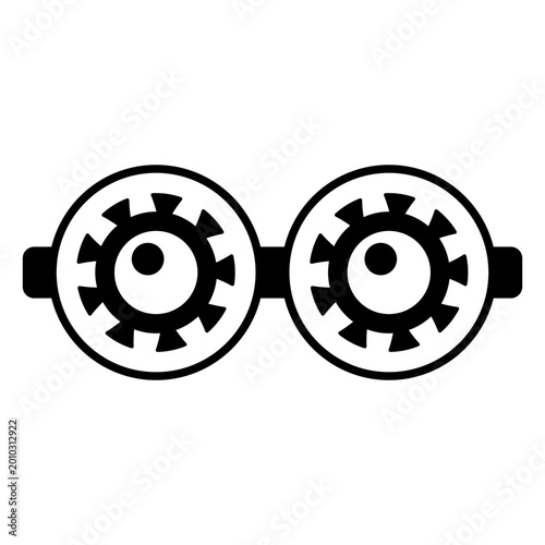 Quadro em tela Cogwheel hole gear wheel gear two pair pinion silhouette