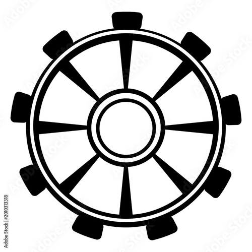 Billede på lærred Gear cogwheel gear wheel pinion hole detailed silhouette