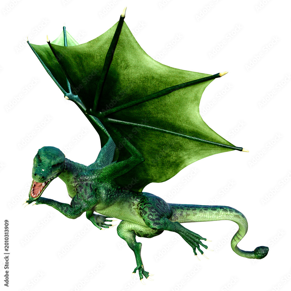 Fototapeta premium 3D Rendering Fairy Tale Dragon on White