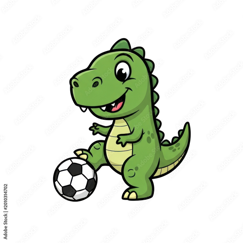Fototapeta premium Dinosaur playing soccer isolated on transparent background
