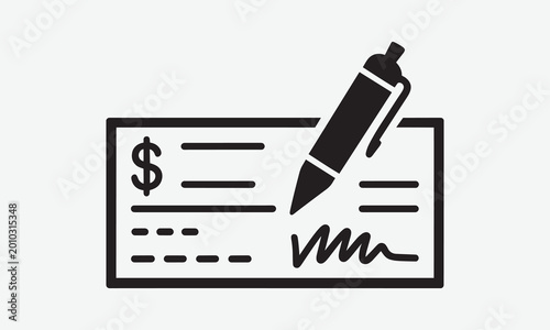 Banking Check Document Vector Icon