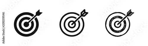 Photos Target with arrow in center icon set for goal and success in three styles
