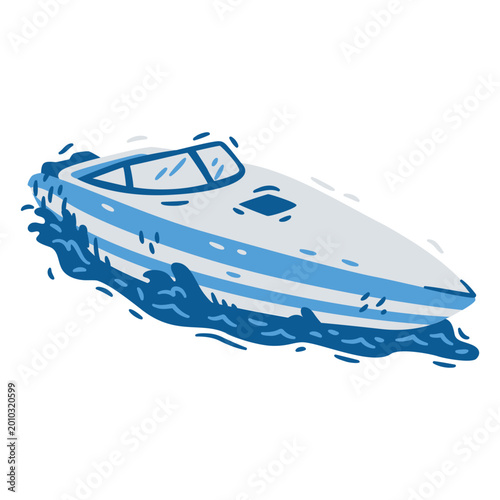 Картината върху платно Speedboat navigating monochromatic detailed