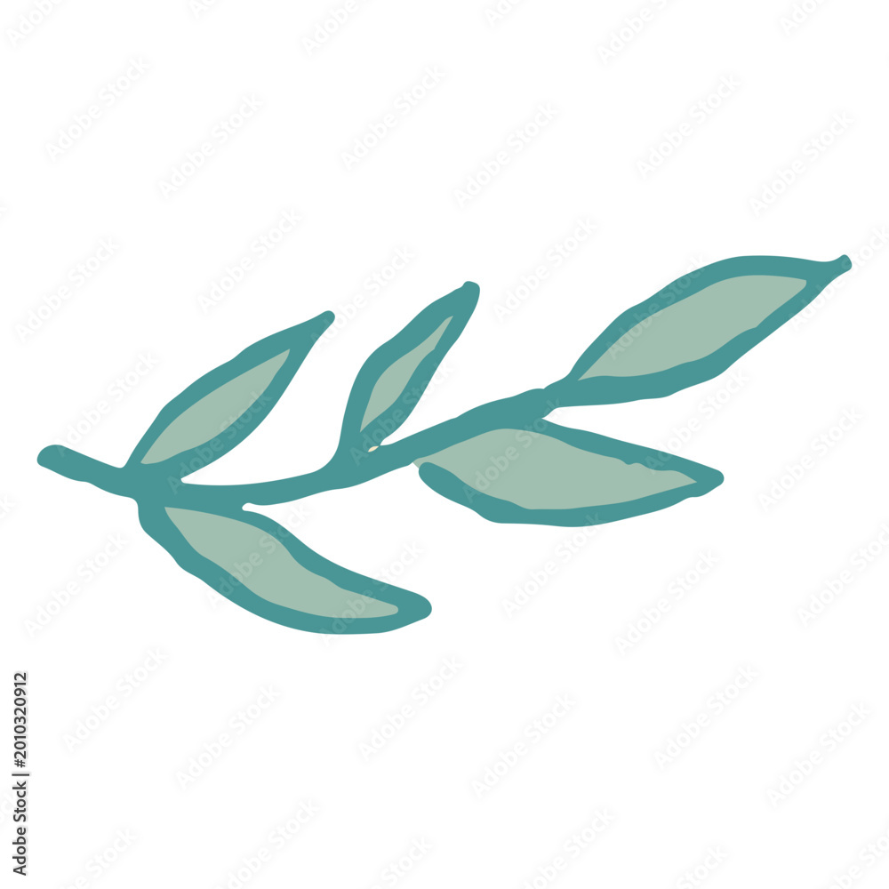 Naklejka premium Stem and leaves doodle spring