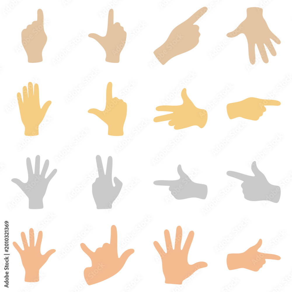 Fototapeta premium Hand Gestures Silhouette Illustration Set