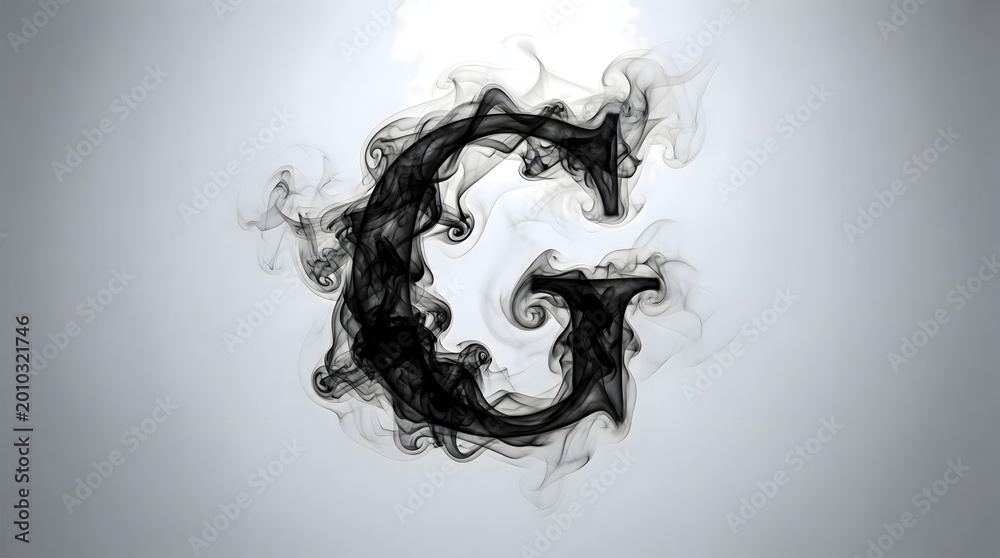 Fototapeta premium Letter G Abstract Smoke Design on Grey Background