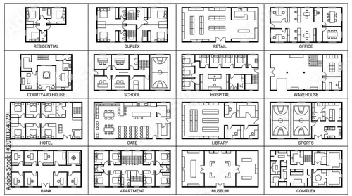 Canvastavla Architectural Blueprints of Various Residential Floor Plans and Layouts