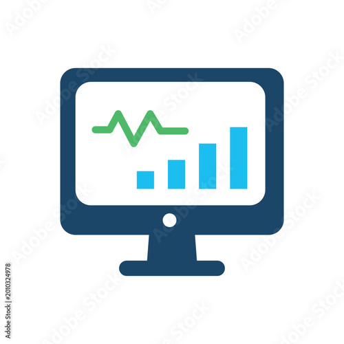 Foto Analytics Monitor Screen Vector Icon