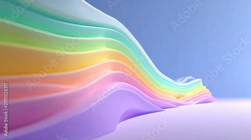 Pastel Rainbow Waves A Serene Abstract Background for Creative Projects.