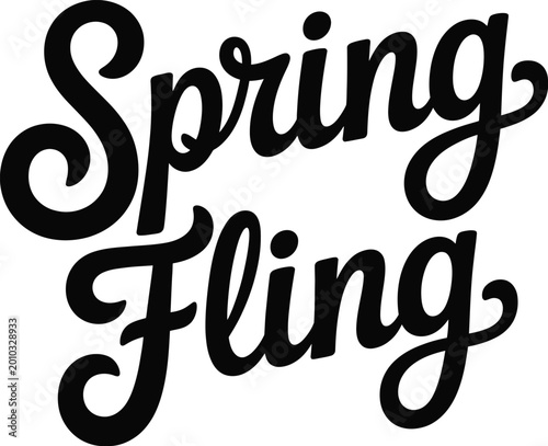 Spring Fling Hand Lettering Typography Vector Illustration