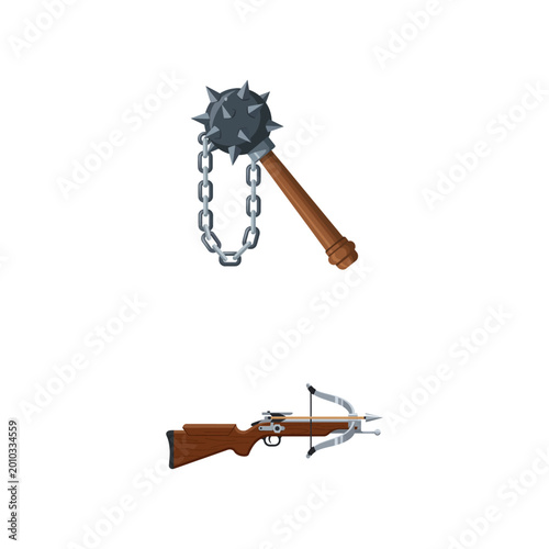 Canvas Print Medieval weaponry and a crossbow vector illustration of historic arms