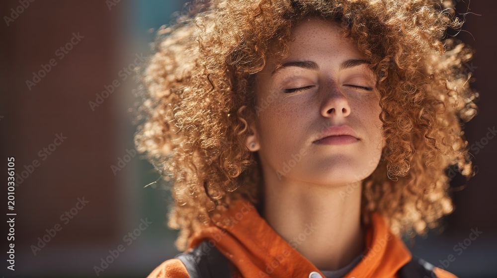 Fototapeta premium Woman outdoors calm portrait