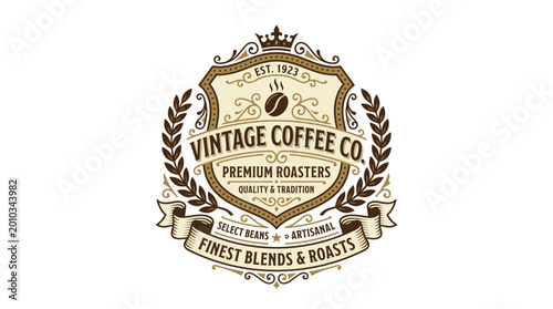 Obraz na płótnie Vintage Coffee Company logo showcasing premium roasters with traditional element