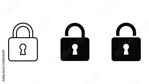 фотографія Three simple padlock icons in different colors