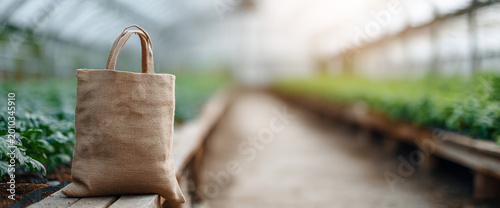 Reusable jute bag in greenhouse environment