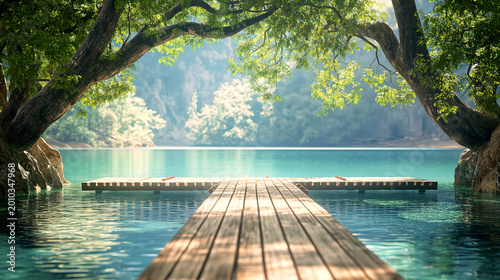 Peaceful Lake Dock Surrounded By Nature