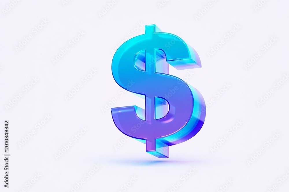 Fototapeta premium A sleek and modern depiction of a dollar sign symbol in a gradient blue hue