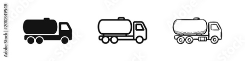 Obraz na plátne Oil Tanker Truck and Fuel Delivery Logistics Icon Set