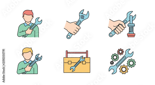Photos Wrench tool in various hands.
