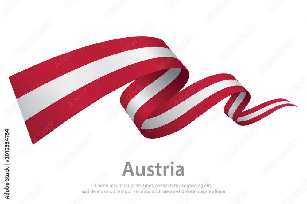 Obraz premium Austria Waving Flag Ribbon on White Background