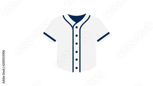 Foto Modern flat vector illustration of a baseball jersey icon on white background, ideal for sports team uniforms, athletic apparel design, competitive league branding, and professional sportswear
