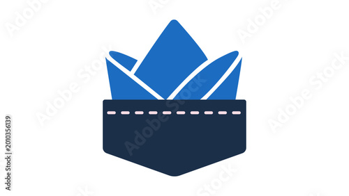Tableau sur toile Elegant minimalist pocket square vector icon illustration featuring a classic fold design for fashion and style projects, hand-drawn outline isolated on a clean white background for web apps