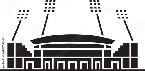 Photos Stadium building with tall floodlights minimalist design for sporting events in