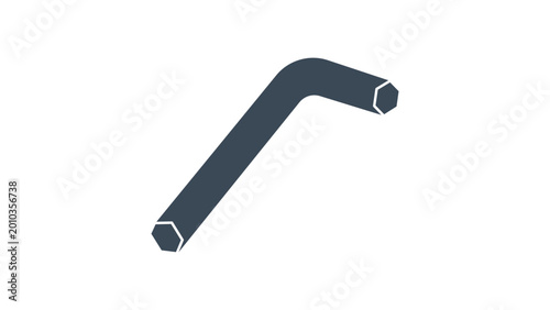Hand-drawn Allen wrench vector icon illustration with a precise outline style, suitable for DIY furniture assembly instructions, mechanical repair graphics, and technical workshop documentation.