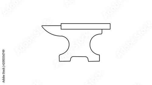 Photos Stylized blacksmith anvil vector icon illustration with editable stroke, offering a customizable line weight for metal forge branding, artisan workshop designs, and technical tool illustrations