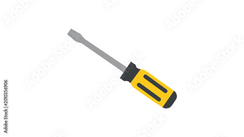 Classic flathead screwdriver vector icon for manual labor and home repair projects, featuring a professional hand-traced illustration with clean minimalist lines and scalable graphic design.