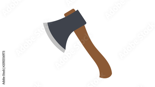 Minimalist hatchet vector icon featuring a sharp blade and wooden handle design, professional hand-drawn illustration for camping, woodwork, or survival equipment projects in a clean line style.