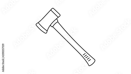 Fotografie Minimalist black line vector icon of a splitting maul with editable stroke on white background