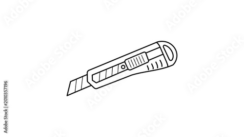 Fotografie Sharp utility knife vector icon with editable stroke for office and construction work, clean minimalist line illustration of a box cutter with adjustable line weight, scalable craft tool