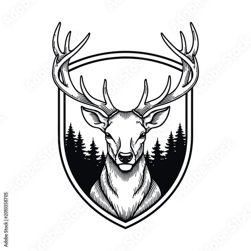 Vintage tribal shield with wings vector illustration featuring a black heraldic dragon emblem and a crowned eagle silhouette in a wild lion art design