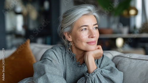 Woman relaxing on couch