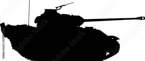 Schilderij op canvas Une silhouette d'un char de la Seconde Guerre Mondiale sur un fond transparent