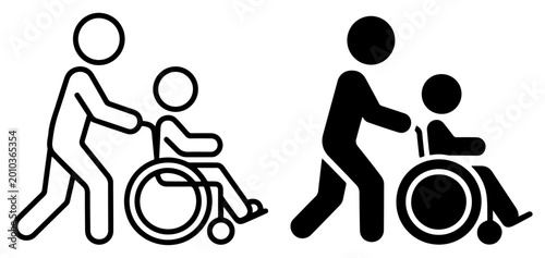 Foto wheelchair assistance accessibility icon set
