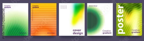 Foto A set of abstract posters with gradients and ribbed glass textures, colorful waves, and a modern design
