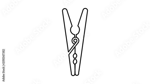 Принти на полотні Minimalist clothes peg vector icon illustration with editable stroke for laundry and housework concepts, simple line art design of a clothespin for hanging drying apparel outdoors