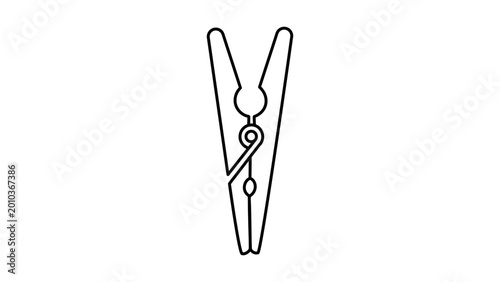 Slika na platnu Modern clothes peg vector icon illustration with editable stroke for laundry and drying concepts, sleek line art design of a clothespin for apparel organization and household chores