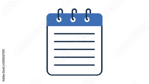 Foto Desktop spiral notebook vector graphic for administrative notes and workplace organization, featuring a professional black line design for digital agendas and creative writing tasks
