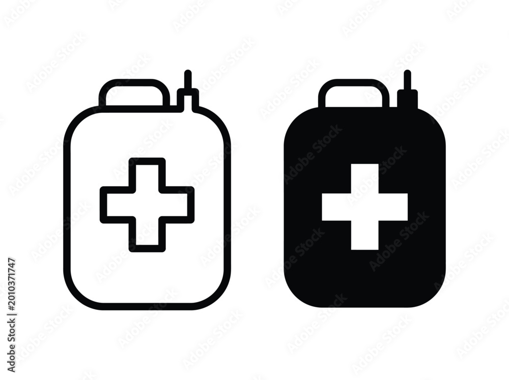 Fototapeta premium First aid kit icons black and white Vector