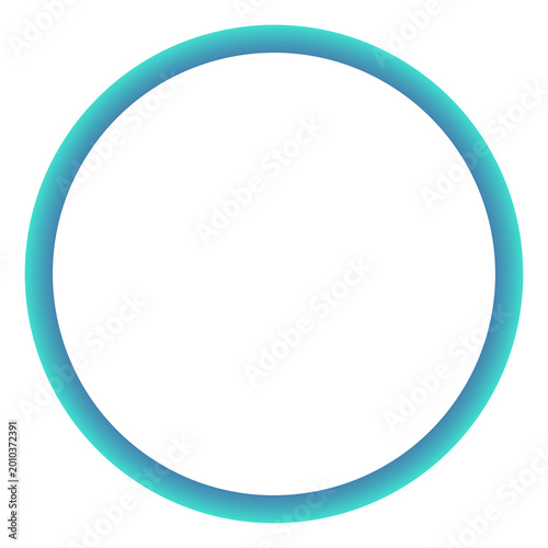Vászonkép Neon Teal Glowing Circle Frame PNG, Futuristic 3D Aqua Turquoise Ring Isolated o
