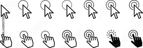 Quadro em tela Cursor icons and hand pointer icons for clicking mouse pointer