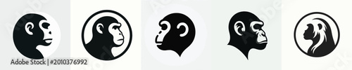 Canvas Print Apes Silhouette Vector Illustration