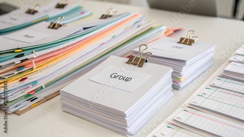 Organized Office Files and Documents on a Clean Work Surface
