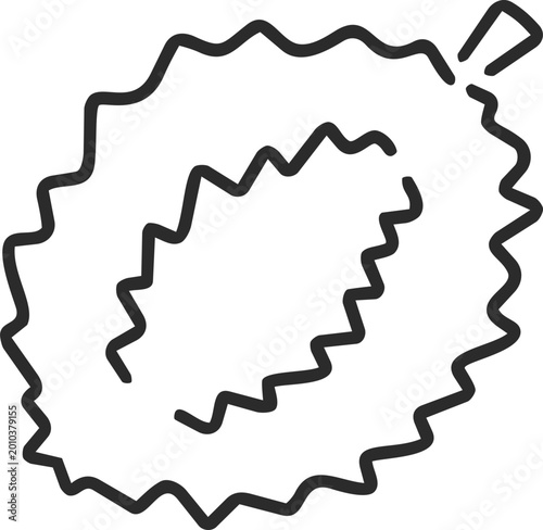 Durian fruit thai culture line outline doodle icon for design concept